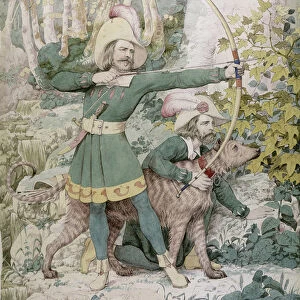 Sketch of Robin Hood, 1852 (w / c over graphite on paper)