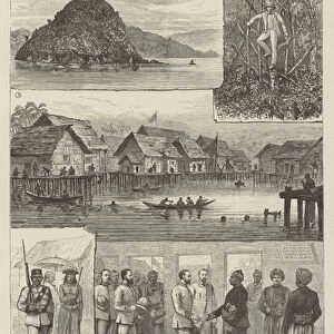 Sketches in Borneo, Visit of the British Naval Squadron to Brunei (engraving)