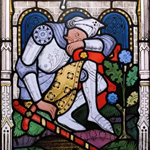Sleeping Knight, detail from The Resurrection window, 1863 (stained glass)