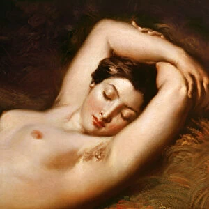 A Sleeping Nymph (detail of the head), 1850 (oil on canvas)