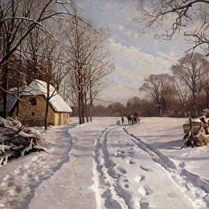 A Sleigh Ride through a Winter Landscape, 1915 (oil on canvas)