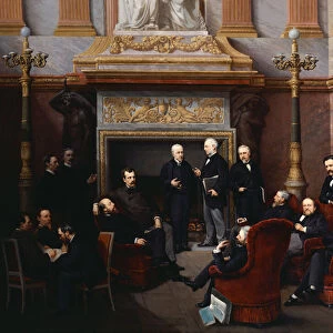 The Smoking Room of the National Assembly (oil on canvas)
