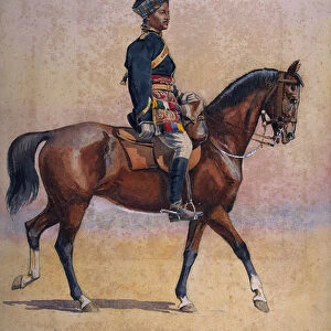 Soldier of the 12th Cavalry, Jemadar, Dogra, illustration for Armies of India