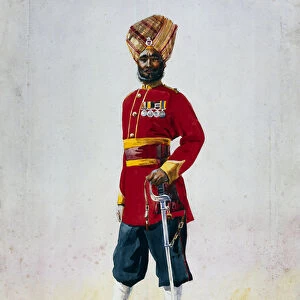 Soldier of the 35th Sikhs, Subadar, illustration for Armies of India by Major G