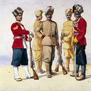 Soldiers of Various Regiments, illustration for Armies of India by Major G. F