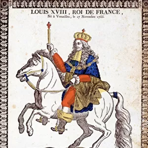 Song in honor of the king of France Louis XVIII, illustrated by an equestrian portrait of