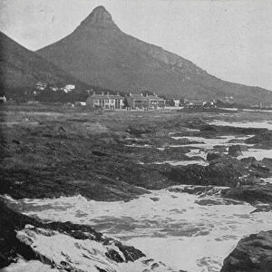 South Africa: Lions Head and Three Anchor Bay, Cape Town (b / w photo)