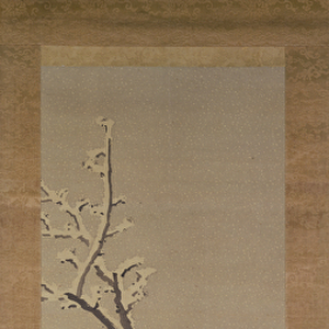 Sparrow on a tree in a snowstorm, c. 1800 (colour on paper)