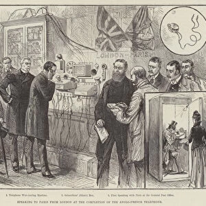 Speaking to Paris from London at the Completion of the Anglo-French Telephone (engraving)