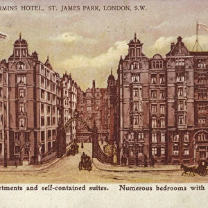 St Ermins Hotel, St James Park, London, South West (colour litho)