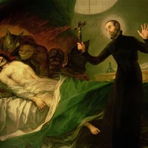 St. Francis Borgia (1510-72) Helping a Dying Impenitent, 1795 (oil on canvas)