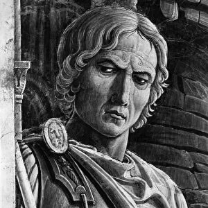 St. James the Great brought before King Herod Agrippa, detail of a soldier (fresco) (b / w photo)