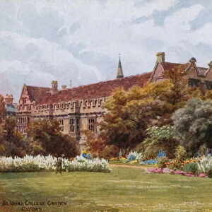 St Johns College Garden, Oxford (colour litho)