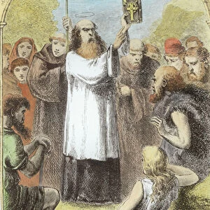 St. Patrick showing the people of Ireland the Four Gospels
