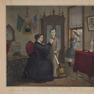 St. Patricks day in America, 1872 (colour lithograph)