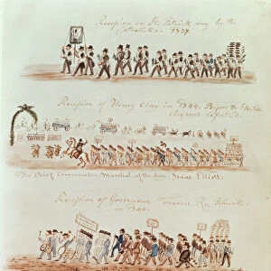 St. Patricks Day procession in 1837 and processions for Henry Clay, Governor Francis Schunk