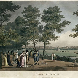 St. Stephens Green, Dublin, from a set of twenty views of Dublin, 1796 (engraving)