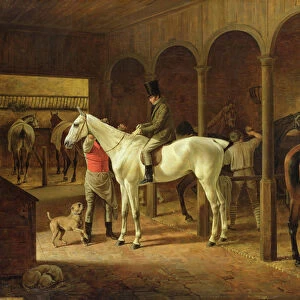 In a Stable (oil on canvas)