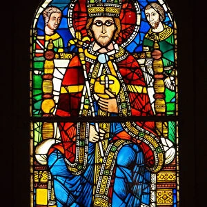 Stained glass. Emperor in Majesty, late XII century (Strasbourg Cathedral)