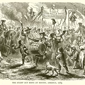 The Stamp Act Riots at Boston, America, 1765 (engraving)