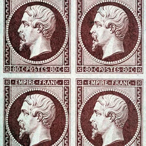 Stamp with the effigy of Napoleon III, circa 1860