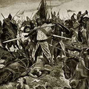 The last stand of De Montfort at Evesham, illustration from Hutchinson