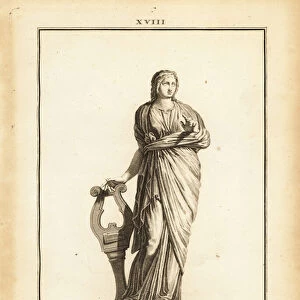 Statue of Clio, Greek muse of history and lyre playing, with lyre