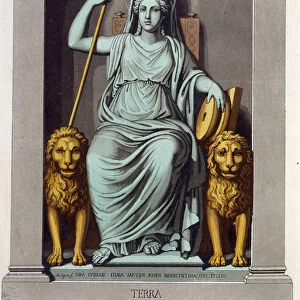 Statue of Gaia (god of the earth) - in "The old and modern costume"by Ferrario, ed. Milan, 1819-20