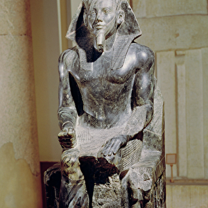 Statue of Khafre (2520-2494 BC) enthroned, from the Valley Temple of the Pyramid of