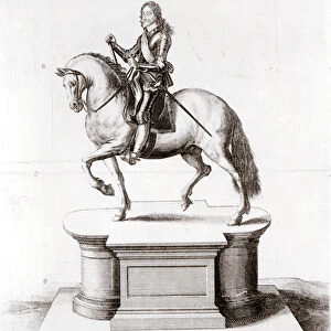 The statue of King Charles the 1st at Charing Cross (engraving) (b / w photo)