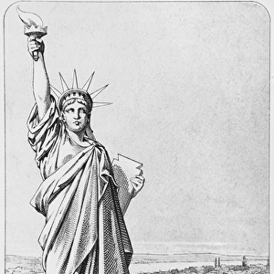 The Statue of Liberty, New York, c. 1885 (engraving) (b / w photo)