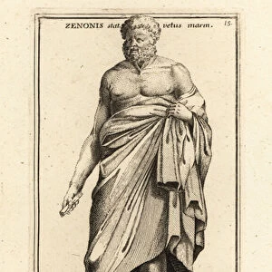 Statue of Zeno of Elea, Greek philosopher and mathematician. 1779 (engraving)