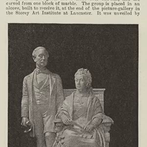 Statues of the Queen and Prince Consort at Lancaster (b / w photo)