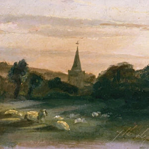 Stoke Poges Church (oil on panel) (recto of 261372)