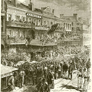 A Street in New Orleans on an election day (engraving)