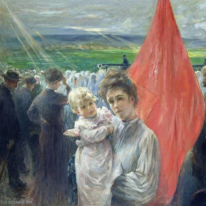 A Strike at Saint-Ouen, 1908 (oil on canvas)