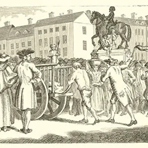 Stroud, the notorious cheat, whipped at the Cart s-Tail from Charing Cross to Whitehall (engraving)