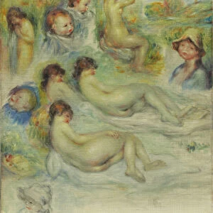 Studies of Pierre Renoir, his Mother, Aline Charigot, nudes, and landscape