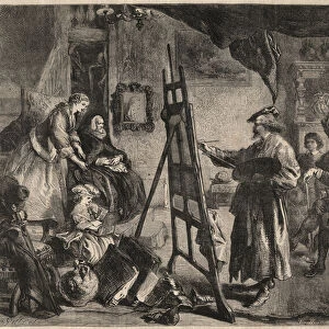 THE STUDIO OF REMBRANDT - engraving after painting of J