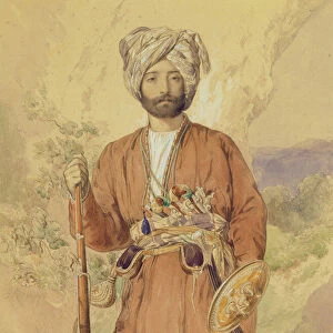 Study of an Afghan Warrior, Tehran, 1848 (pencil, w / c & bodycolour on paper)