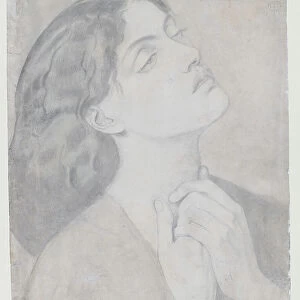 Study of Guinevere for Sir Launcelot in the Queen's Chamber, 1857 (pencil & w/c on paper)