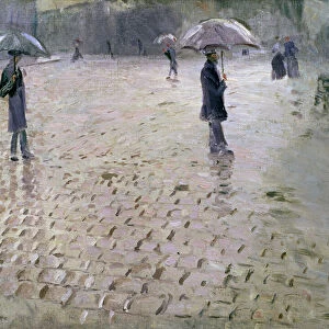 Study for a Paris Street, Rainy Day, 1877 (oil on canvas)