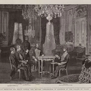 The Sultan receiving Sir Philip Currie, the British Ambassador, in Audience at the Palace of Yildiz (engraving)
