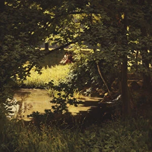 A Summers Day by the River (oil on canvas)