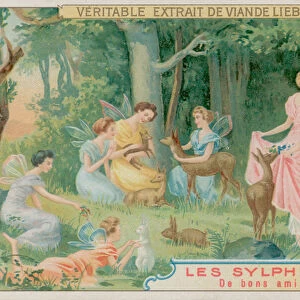 Sylphs and Woodland Animals (chromolitho)