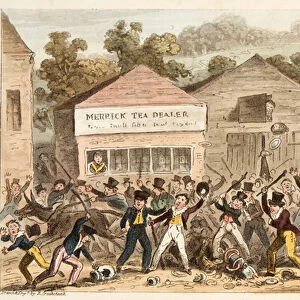The Tea Pot Row at Harrow, or the Battle of Hog Lane, from The English Spy, pub