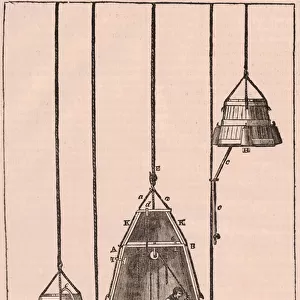 Technical sectional view of a diving bell, c. 1833 (engraving)