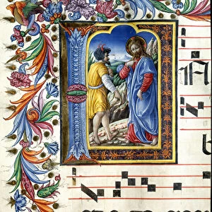 The temptation of Christ, initial letter, 15th century (miniature)