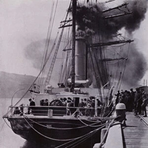 "The little ship left Port Chalmers on the last stage of her journey"(b / w photo)