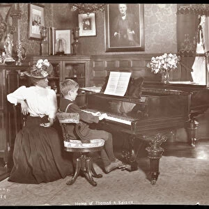 Theodore Edison and his music teacher at the piano, 1907 (silver gelatin print)